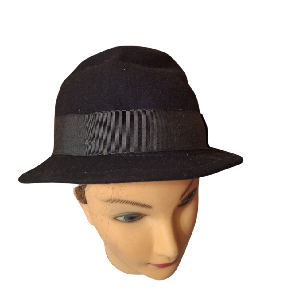 Hats In The Belfry Black Fedora Hat 100% Wool Ladies Small ART TEACHER ARTIST